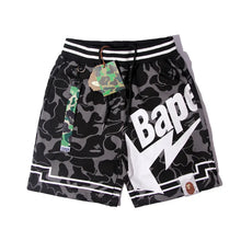 Cargar imagen en el visor de la galería, Cross-border Wholesale Fashion Brand Shark Star Camouflage Black Woven Pure Cotton Drawstring Breathable Summer Loose Printed
