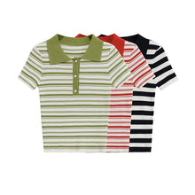 Cargar imagen en el visor de la galería, Polo Mujer Slim Fit | Rayas Cuello Solapa Manga Corta Verano
