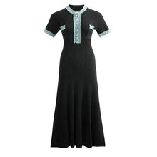 Cargar imagen en el visor de la galería, Wholesale Clothing Summer Women's New Fashion Round-neck Single-breasted Knitted Short-sleeve Dress
