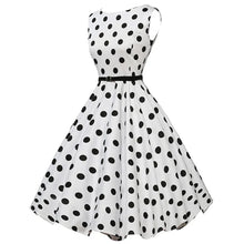 Cargar imagen en el visor de la galería, Black White Polka Dot Rockabilly Retro Feminino Vestidos  Prom 50s 60s Housewife Vintage Dress Summer
