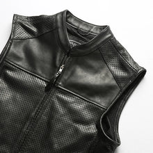 Cargar imagen en el visor de la galería, Summer Plus Size Derma Mesh Real Leather Waistcoat Male Outer Wear Casual Cowhide Motorcycle Sleeveless Jacket Vests
