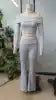 Cargar imagen en el visor de la galería, Women 2026 Summer New Off Shoulder Long Sleeve Solid Slim Fit Top Long Trousers Two Piece Set Casual
