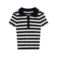 Cargar imagen en el visor de la galería, Polo Mujer Slim Fit | Rayas Cuello Solapa Manga Corta Verano
