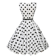 Cargar imagen en el visor de la galería, Black White Polka Dot Rockabilly Retro Feminino Vestidos  Prom 50s 60s Housewife Vintage Dress Summer
