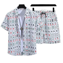 Cargar imagen en el visor de la galería, Wholesale Summer Men's Casual Beach Shirt Pant Set Hawaii Loose Digital Printed Breathable 100% Polyester Knitted Fabric for
