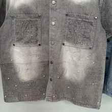 Cargar imagen en el visor de la galería, Camisa Denim Vintage Unisex | MIXED EMOTION Manga Corta Casual
