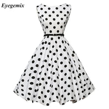 Cargar imagen en el visor de la galería, Black White Polka Dot Rockabilly Retro Feminino Vestidos  Prom 50s 60s Housewife Vintage Dress Summer
