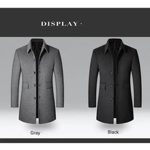 Cargar imagen en el visor de la galería, BROWON Brand Winter Coat Men 2026 Autumn Solid Turn-Down Collar Wool Long Jacket for Men New Business Casual Keep Warm Outerwear
