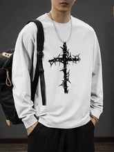 Cargar imagen en el visor de la galería, Camiseta Manga Larga Hip-Hop Cruz de Espinas | Estilo Y2K
