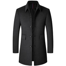 Cargar imagen en el visor de la galería, BROWON Brand Winter Coat Men 2026 Autumn Solid Turn-Down Collar Wool Long Jacket for Men New Business Casual Keep Warm Outerwear
