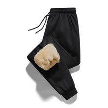 Cargar imagen en el visor de la galería, Pants for men in autumn and winter, thickened with fleece for outerwear, casual pants, warm lamb wool sports sweatpants
