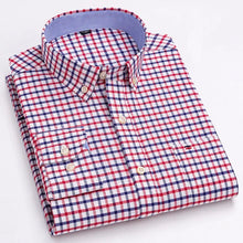 Cargar imagen en el visor de la galería, Men's 100% Cotton Smart Casual Shirt Long Sleeve Plaid Oxford Casual Solid Color Print Regular Fit Dress Shirt Oversized  6XL
