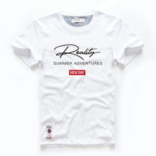 Cargar imagen en el visor de la galería, Camiseta Básica de Algodón para Hombre | Blanca y Azul
