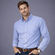 Cargar imagen en el visor de la galería, Men's 100% Cotton Smart Casual Shirt Long Sleeve Plaid Oxford Casual Solid Color Print Regular Fit Dress Shirt Oversized  6XL
