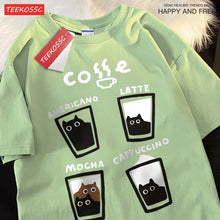 Cargar imagen en el visor de la galería, Camiseta Gato Retro Americano Unisex | Pareja Harajuku Y2K Verano
